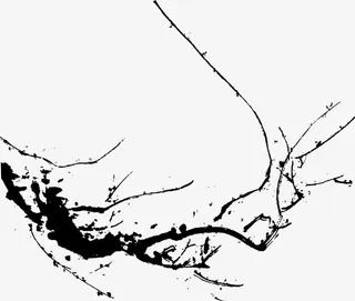 水墨创意雪梅花素材免抠