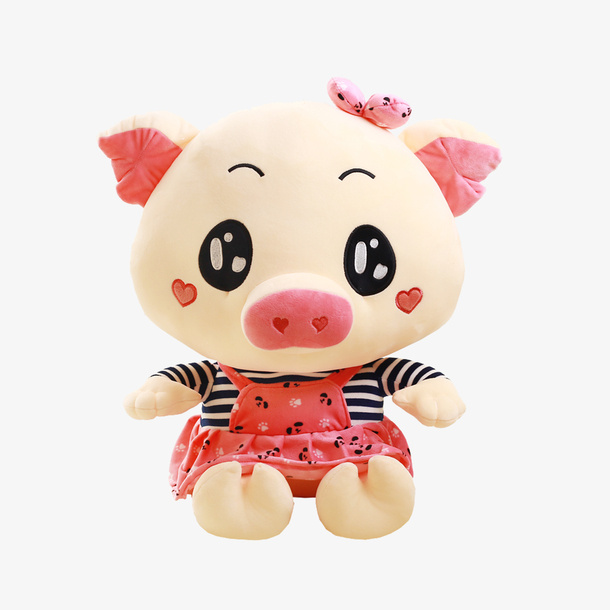 红色小猪玩偶海报免抠