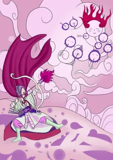 紫色迷幻卡通神话后羿射日高清