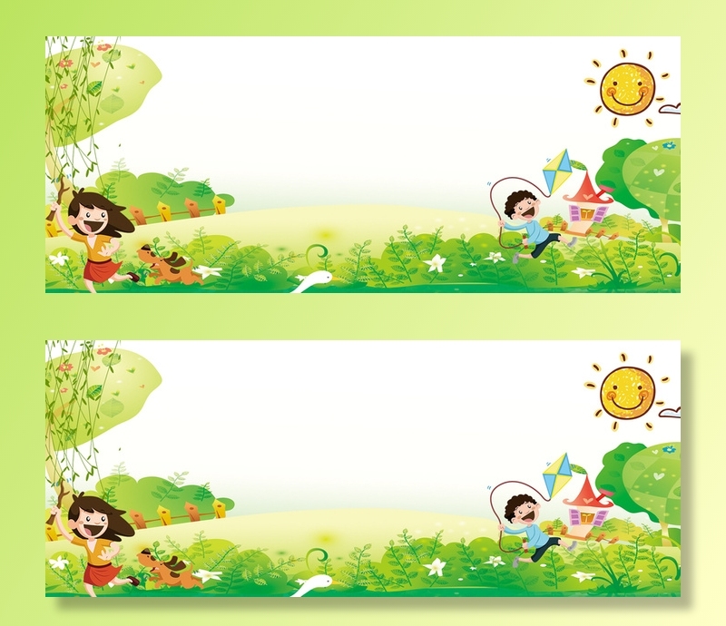 春季出游卡通景色背景高清