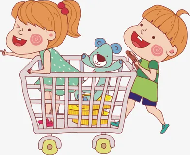 卡通购物购物车免抠