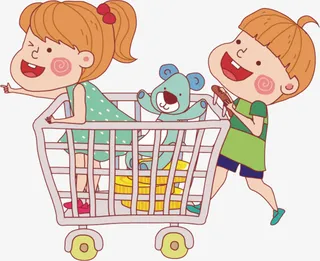 卡通购物购物车免抠