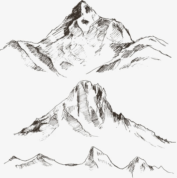 矢量山峰风景免抠手绘/卡通手绘元素