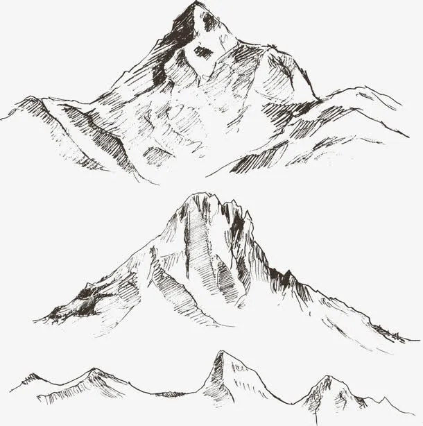 矢量山峰风景免抠手绘/卡通手绘元素
