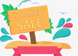 夏季促销黄色木牌免抠