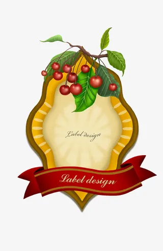 卡通樱桃树枝装饰免抠