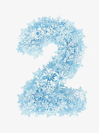 创意合成蓝色雪花数字2免抠