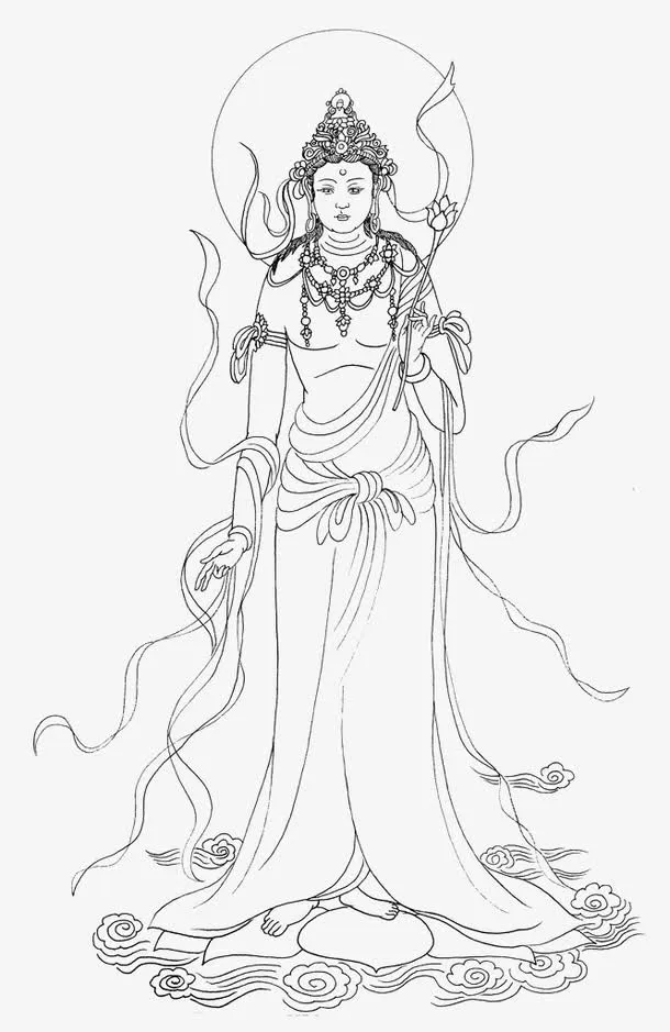 高贵的观世音菩萨线稿免抠