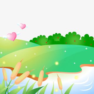 春天美丽的小河流风景免抠