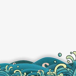 国潮海浪边框素材免抠