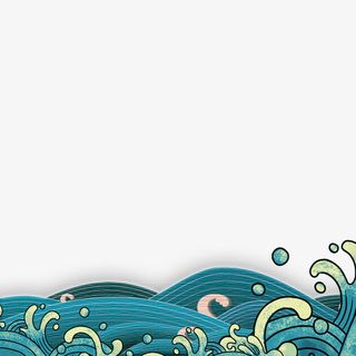 国潮海浪边框素材免抠