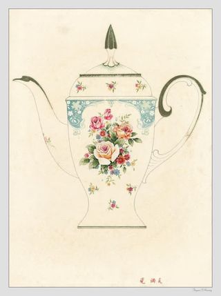 中国风名家花纹水壶免抠