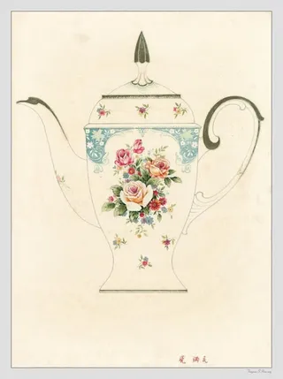 中国风名家花纹水壶免抠