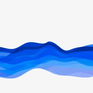 手绘蓝色渐变波纹线条免抠