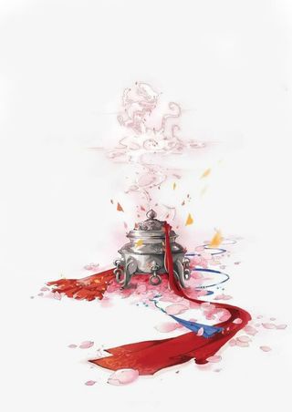 唯美古风水彩插画免抠