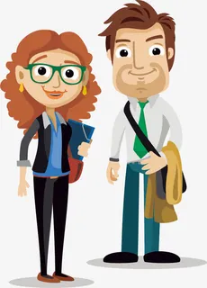 卡通青年男女免抠