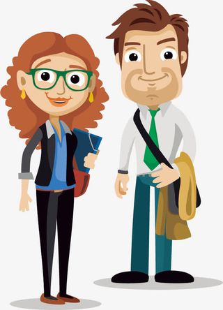 卡通青年男女免抠