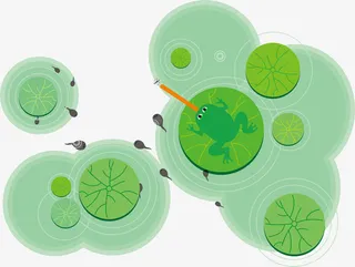 绿色圆弧浮萍卡通插画免抠