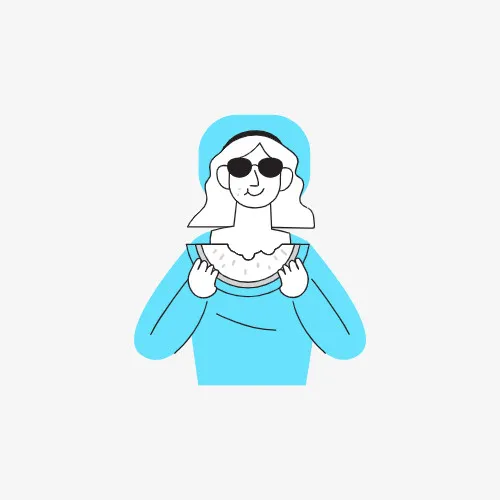 女生吃着西瓜免抠