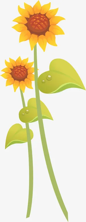 手滴手绘向日葵绿叶免抠