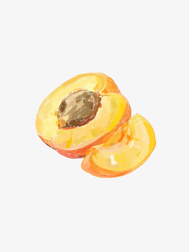 手绘黄桃插画桃子免抠