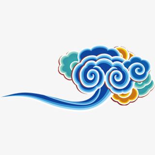 蓝色的祥云白云矢量免抠