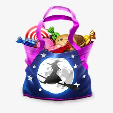 女巫手拿袋糖果手绘免抠