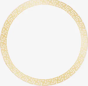 中国风花纹回形黄色圆环中秋免抠