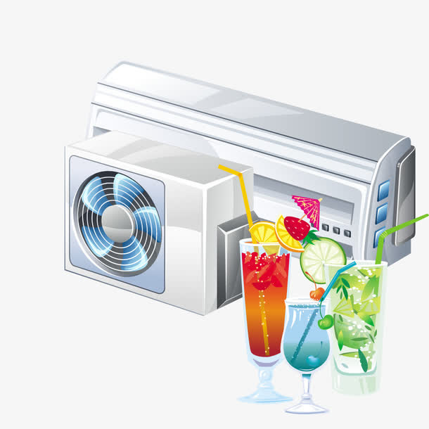 夏季空调饮品素材免抠
