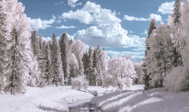 冬日雪山北方白云免抠
