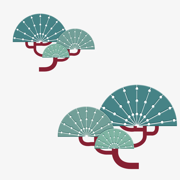 国潮国风松柏插画免抠