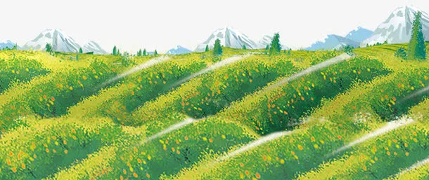 h5素材水彩画苹果园免抠