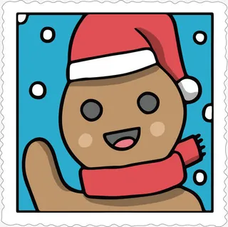 矢量图挥手的雪人邮票免抠