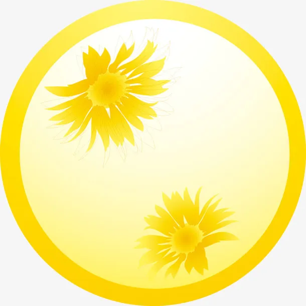 手绘黄色渐变圆形花纹免抠