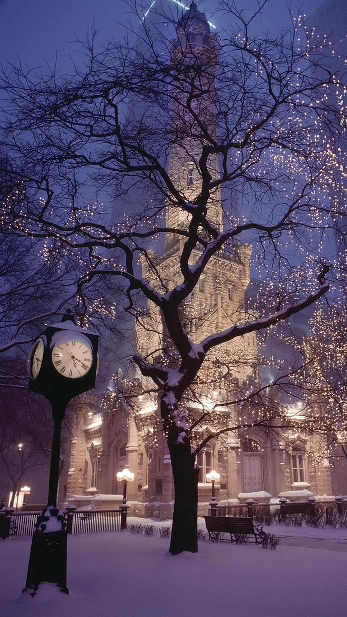 街道夜景雪H5背景高清