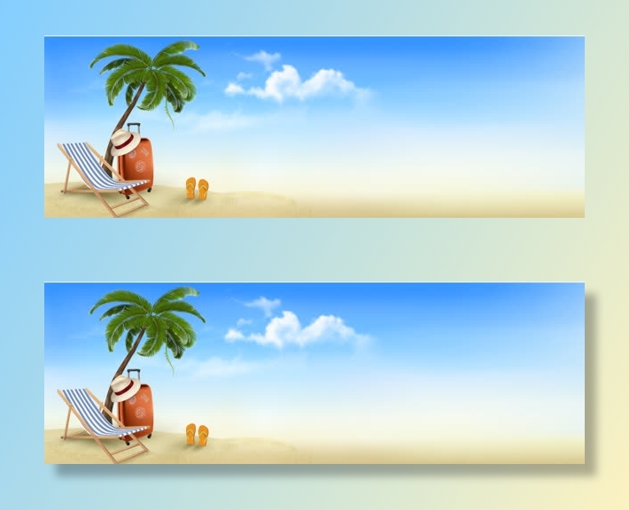 夏日沙滩度假banner背景免抠