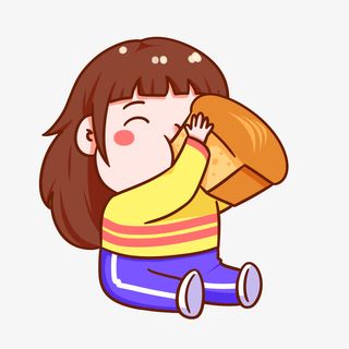 吃货微胖女生大蛋糕开心免抠