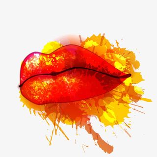 红色唇纹免抠