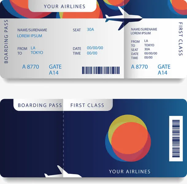 欧式简约登机牌矢量图免抠