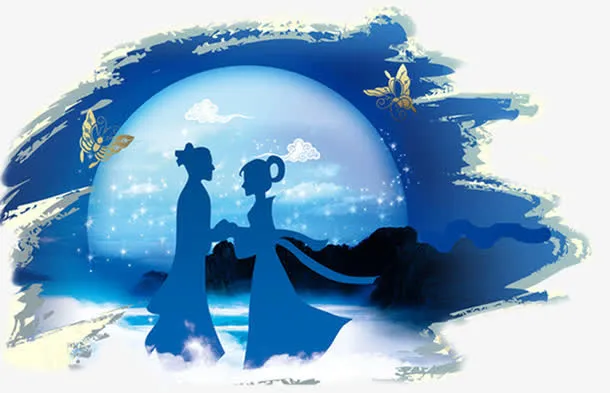 七夕牛郎织女卡通情侣免抠