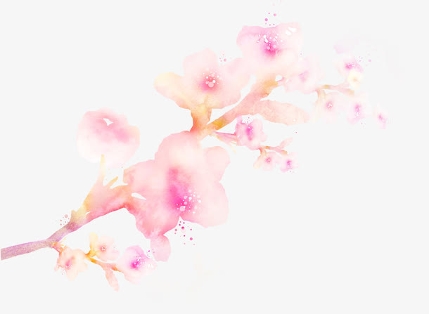 手绘唯美粉色桃花插图免抠