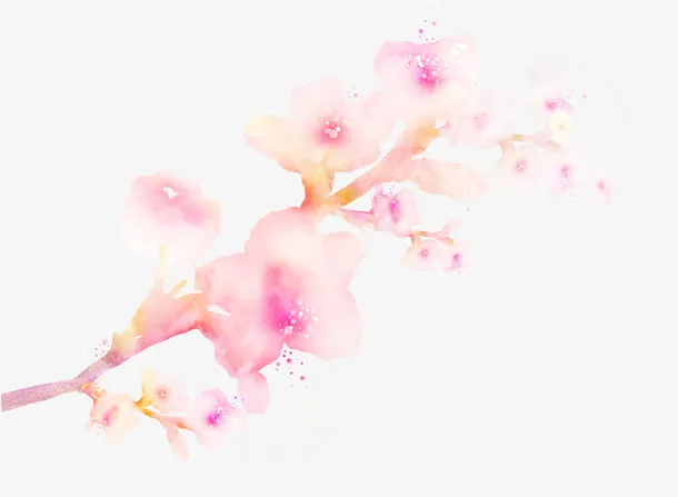 手绘唯美粉色桃花插图免抠