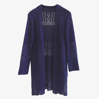 深蓝色女开衫免抠