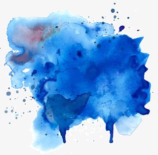 手绘墨迹水彩蓝色免抠