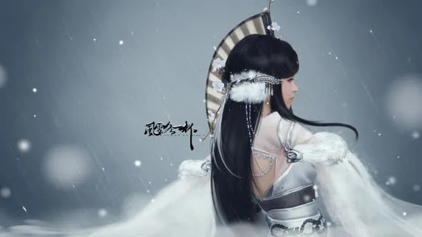 唯美古风白云美女游戏原画免抠