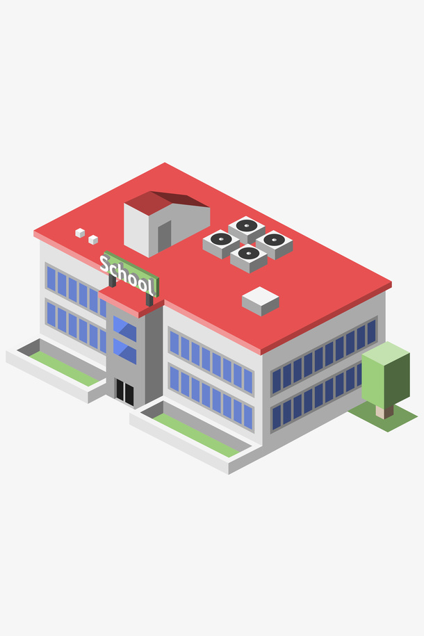 学校  侧面 建筑免抠