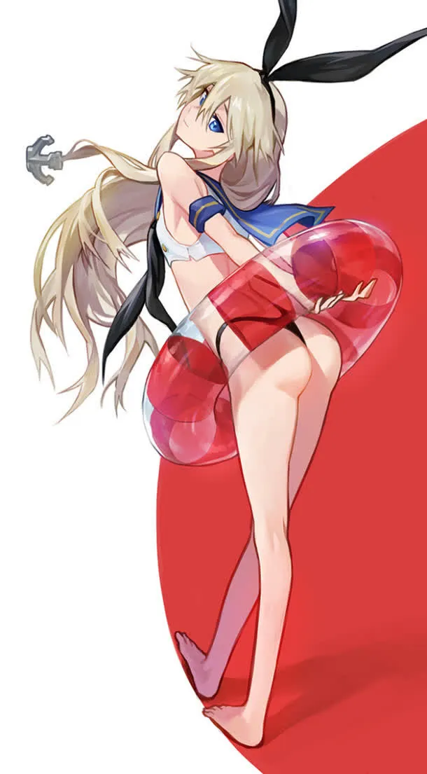 手绘穿泳装的美少女免抠