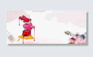 指甲油卡通粉色海报背免抠