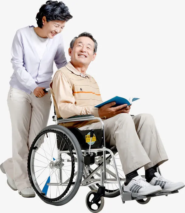 轮椅上的老人医院免抠