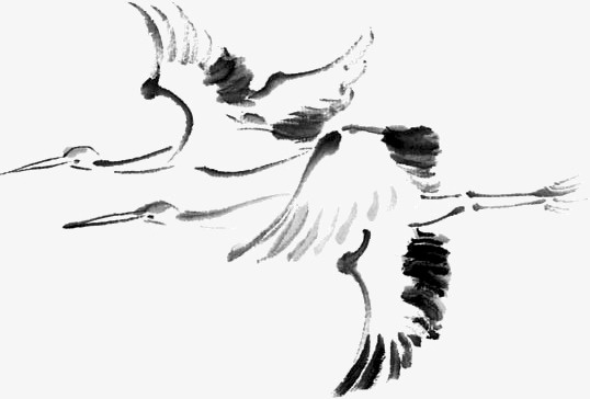 水墨画仙鹤免抠